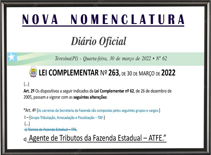 NOVA NOMENCLATURA – Agente de Tributos da Fazenda Estadual